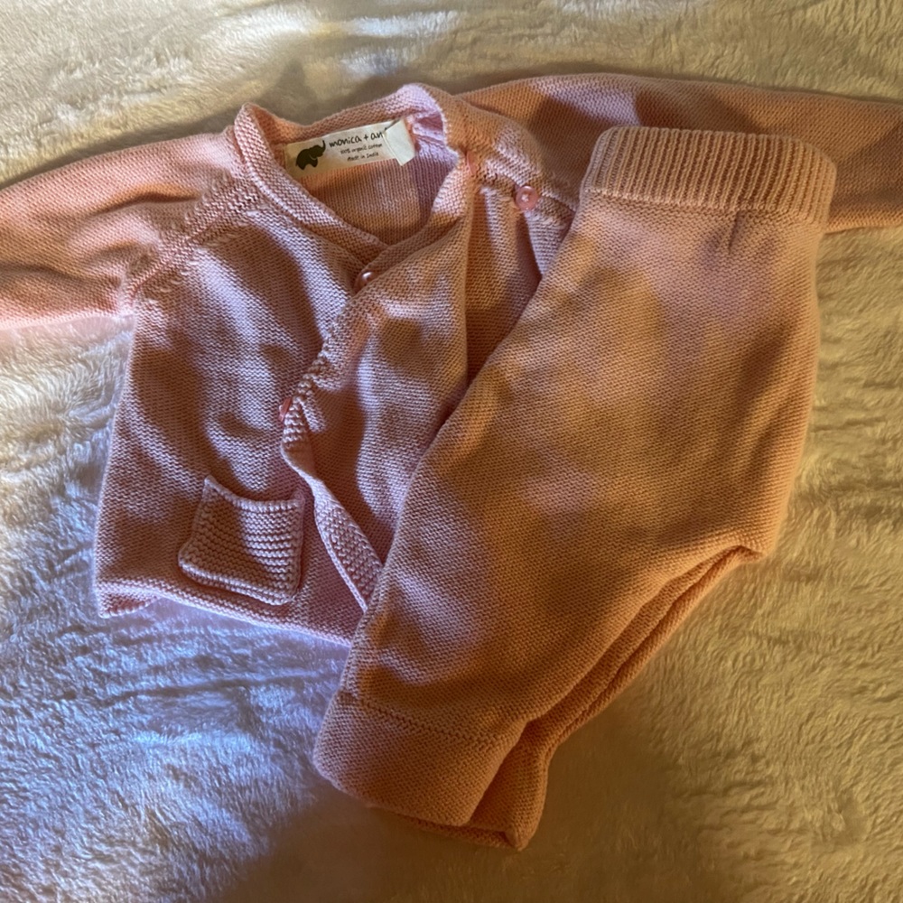 Newborn girls Monica and Andy sweater and pants set